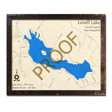 Horace Lake Weare Reservoir Nh 3d Wood Topo Map