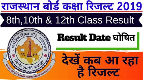 Rajasthan Board 8th10th 12th Result 2019 Rbse Result Date 2019