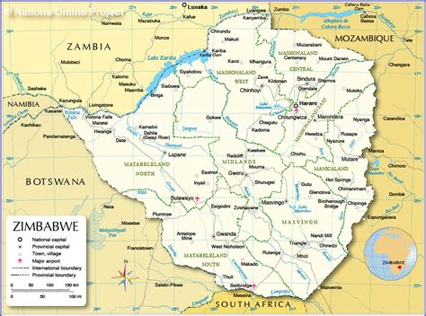 The very popular victoria falls is located in zimbabwe and the country shares this fall with zambia. Political Map of Zimbabwe - Nations Online Project