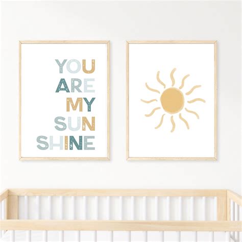 You Are My Sunshine Set Of Nursery Print Babe Wall Art Boho Etsy