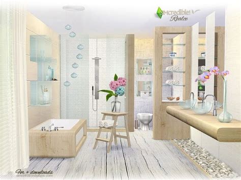 Sims 4 Ccs The Best Bathroom By Simcredible Sims Sims 4 Cc