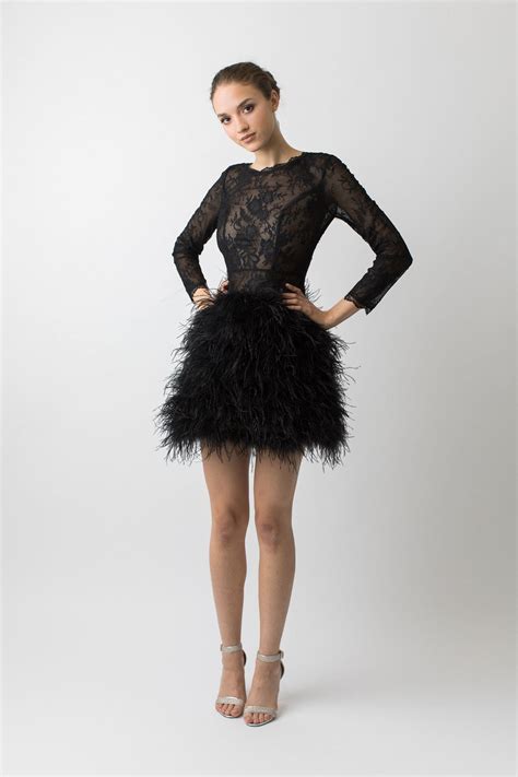 Rozalie Feather Dress Short Black Feather Dress Feather Dress
