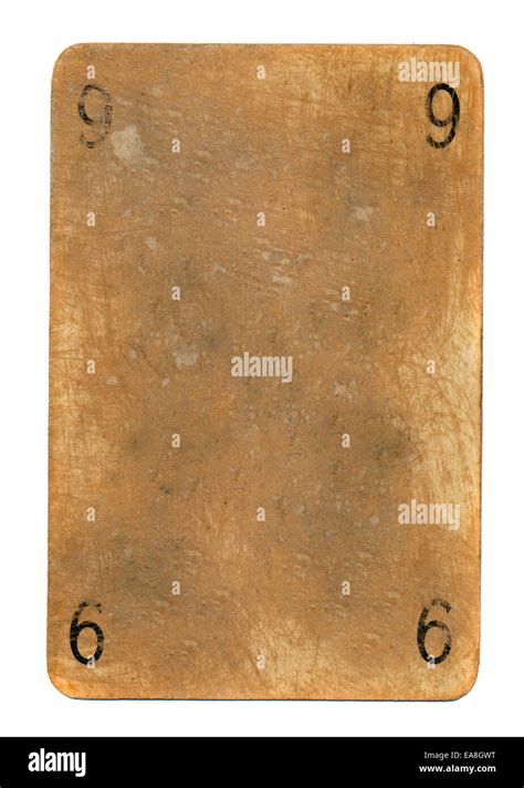 Ancient Playing Card Paper Background With Numbers Nine Isolated On