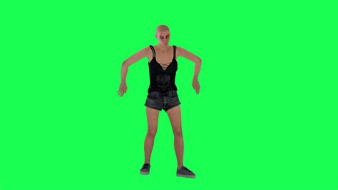 Thin Woman In Green Screen Without Hair With Scarred Face And Body And Dark Skin 36712613 Stock