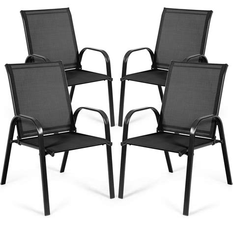 Gymax Set Of 4 Patio Chairs Dining Chairs W Steel Frame Yard Outdoor