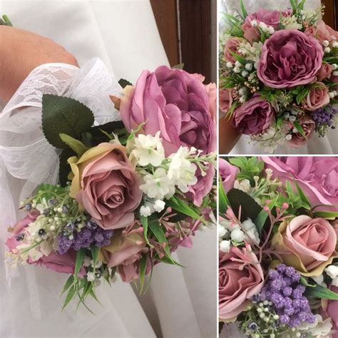 A Bouquet Collection Of Ivory Dusky Pink And Mauve Artificial Silk Flo