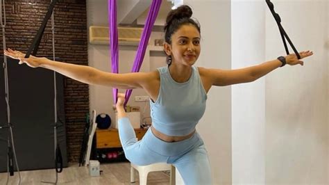 Rakul Preet Lets Her Spirit Fly High As She Does Aerial Yoga Pose See