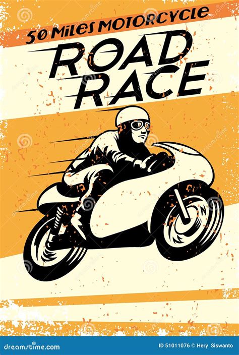 Vintage Motorcycle Racing Poster Stock Vector Illustration Of Racer