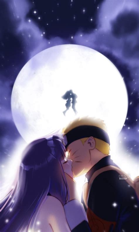 Naruto And Hinata Kiss On The Moon Naruto Und Hinata Hinata Naruto