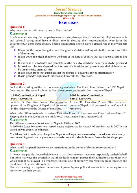 NCERT Solutions For Class 8 Social Science Civics Chapter 1 In PDF