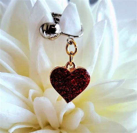 Fake Piercing Clit Clip Red Glitter Heart Labia Jewelry Clip Intimate Lingerie Ebay