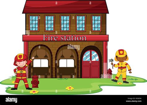 Firemen Working At The Fire Station Illustration Stock Vector Image
