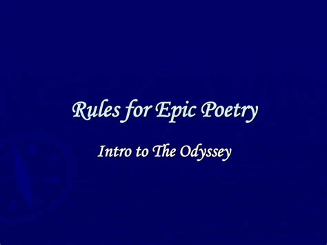 Ppt Rules For Epic Poetry Powerpoint Presentation Free Download Id