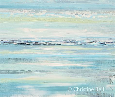 Original Art Abstract Painting Aqua Blue Textured Beach Coastal Decor