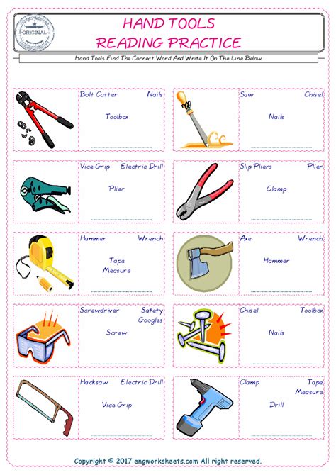 Hand Tools Esl Printable English Vocabulary Worksheets