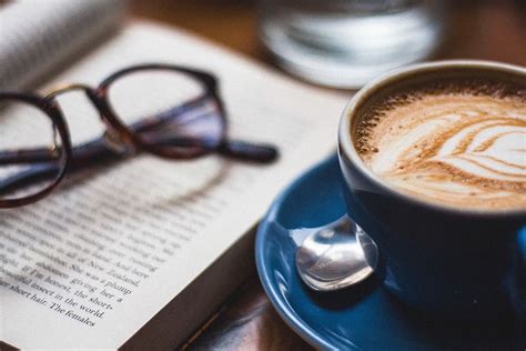 Hd Wallpaper Black Framed Eyeglasses On Book Beside Cappuccino Latte