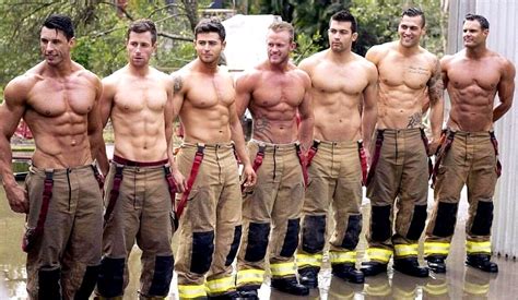 bunch of shirtless firemen uniformed men flickr