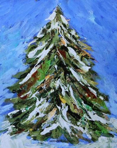 Amy Whitehouse Paintings Snowy Christmas Tree Contemporary Landscape