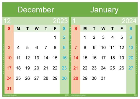 December 2023 And January 2024 Calendar Template Dj2319