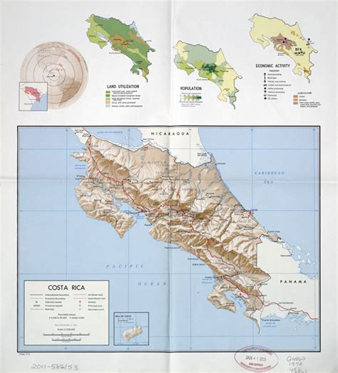 Large Political Map Of Costa Rica With Relief Administrative Divisions