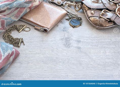 Set Of Fashion Accessories For Women Stock Photo Image Of Decor