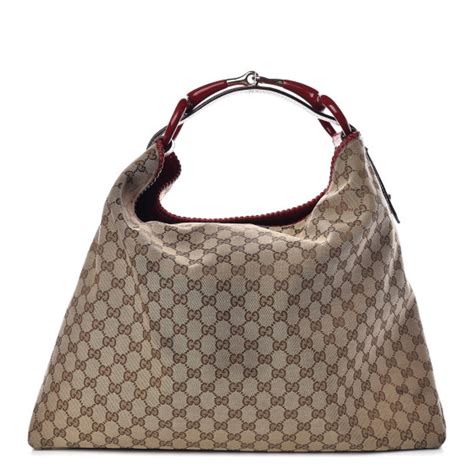 Gucci Monogram Large Horsebit Chain Hobo Red 412595 Fashionphile