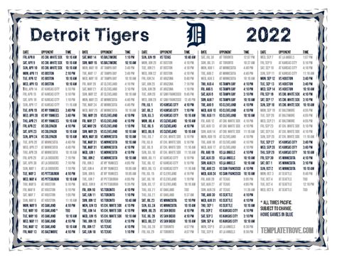 Detroit Tigers Schedule Printable Printable Word Searches