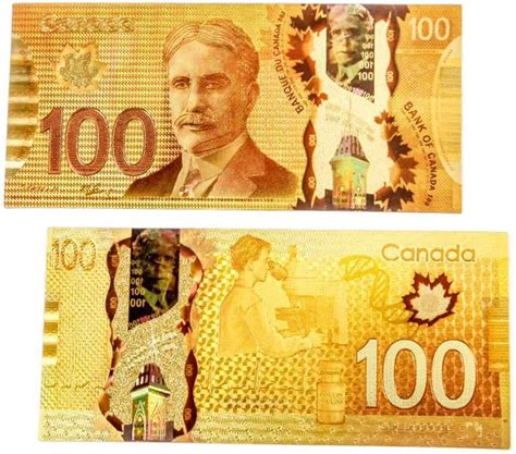 24k Gold Canadian 100 50 Dollar Bills Gold Foil Canada 100 Dollar