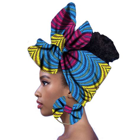 African Headwrap Women Wax Print Traditional Headtie 100 Cotton