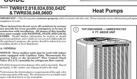 TRANE Air Conditioner/heat Pump(outside Unit) Manual L0802029