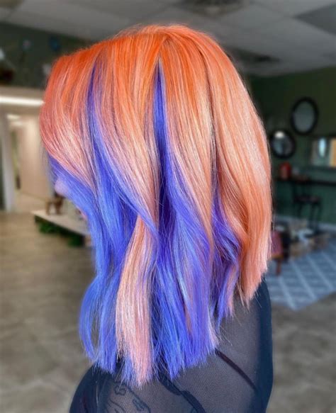 35 Crazy Hair Color Ideas — Orange And Indigo Pee Ka Boo