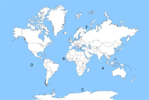 Write The Name Of The Oceans That Are Marked On The Outline Map Of The