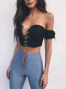 Sexy Lace Up Off Shoulder Crop Top Online Discover Hottest Trend