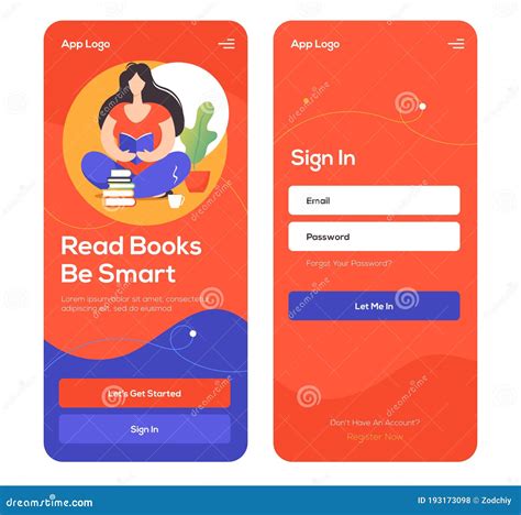 Book App Mobile Onboarding Copy Stock Vector Illustration Of Digital