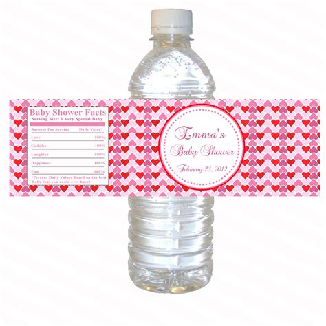 Valentine S Day Baby Shower Water Bottle Label Baby Shower Favor Heart