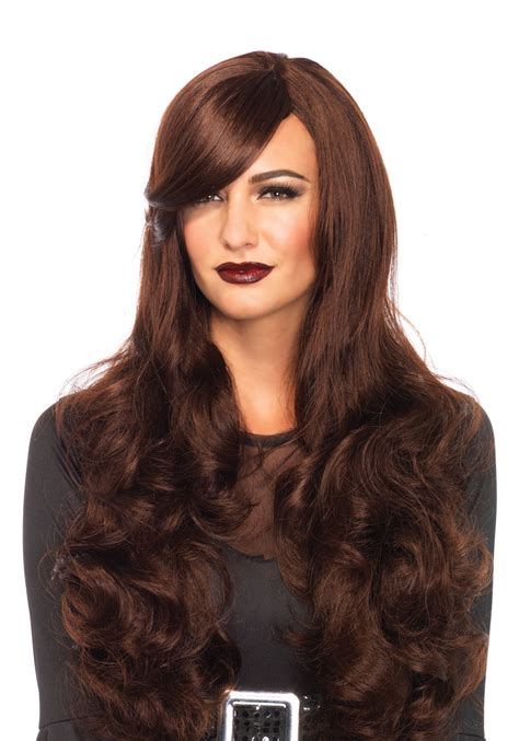 brown long wavy wig