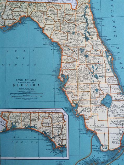 1937 Florida Original Vintage Map 11 X 14 Inches State Map Etsy Map