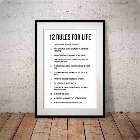 12 Rules For Life Wall Art Quote Life Rules Success Positive Etsy