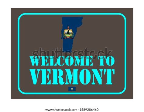 Welcome Vermont Sign Flag Map Vector Stock Vector Royalty Free