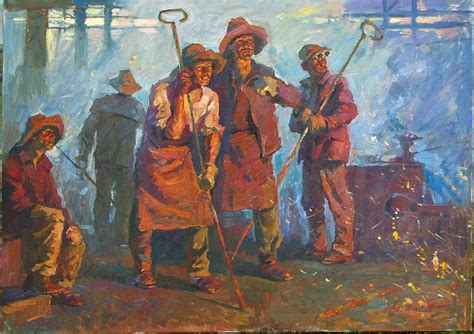 Oil Painting Handmade Vintage Soviet Socialist Realist Propaganda Ussr