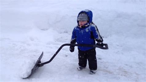 Little Boy Shovels Snow From Driveway Youtube