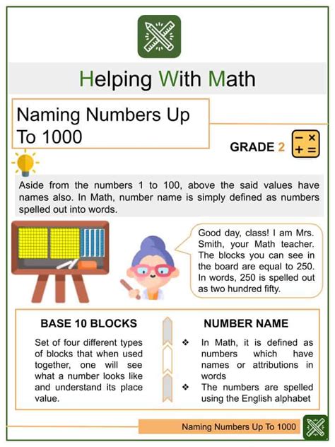 Naming Numbers Up To 1000 2nd Grade Math Worksheets