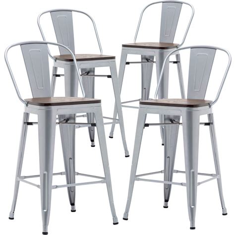 Buy Aklaus Metal Bar Stools Set Of 4 Counter Height Stools With Backs