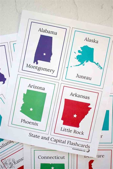 States And Capitals Printable Flashcards