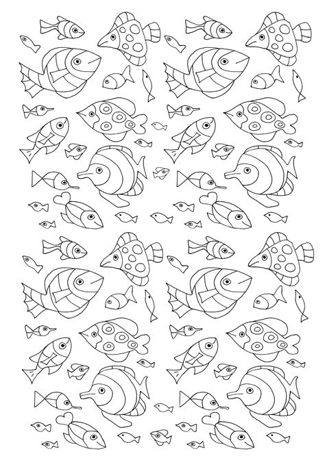 At least since finding nemo and finding dori fishes are amongst the everything has been classified in themes which are commonly used in primary education. Numerous fish - Water worlds Adult Coloring Pages