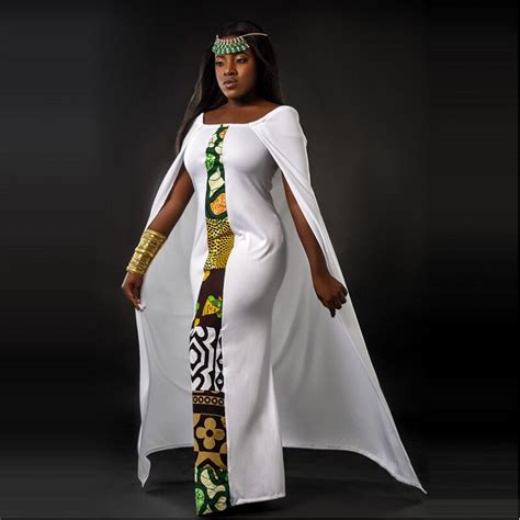 Vintage African Style 2016 Summer Cloak Bodycon Bandage Dress Sexy Maxi