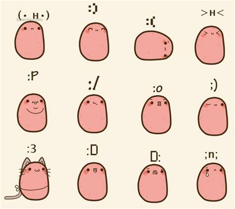 The Many Faces Of Kawaii Potato Kawaii Potato Cute Potato Kawaii
