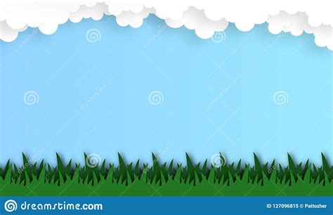 Abstract Grass Field With Cloud Background Vector Illustration Paper