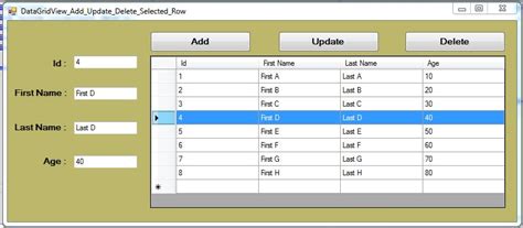 C How To Update Selected Datagridview Row With Textbox Using Add And