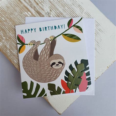 Happy Birthday Sloth Greetings Card By Nest